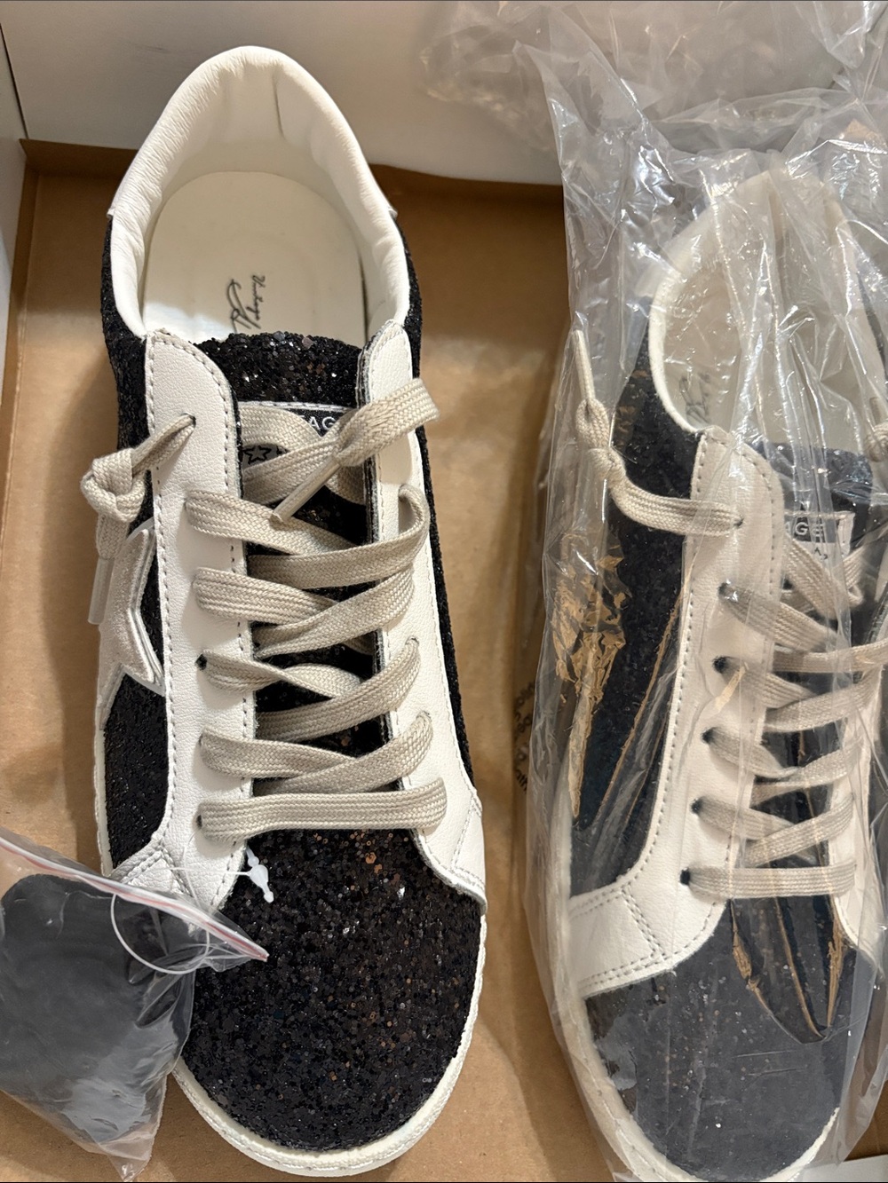 Vintage Havana Black & White Sequin Low-Top Sneakers Bianca